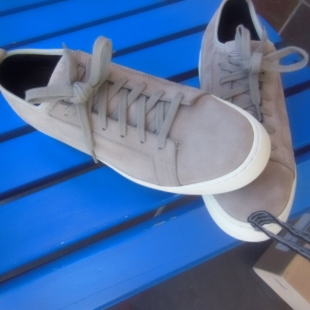 SANTONI Women's Suede Sneakers Gray Size UK 38- US 8  Made In Italy  Low Top NEW